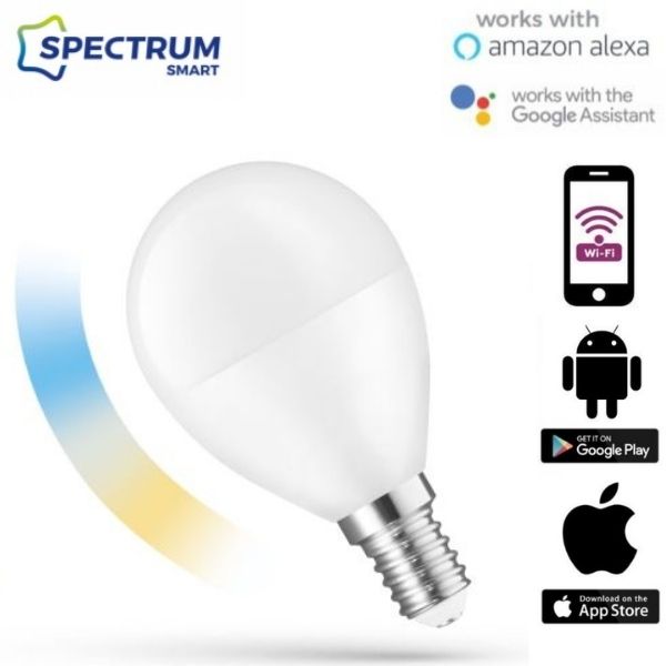 Chytrá LED žárovka E14 5W 420lm G45 WIFI teplá, denní, studená (SMART)